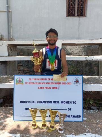 Ramavath Suresh Naik Won Gold Medals at Intercollegiate Athletic Tournament